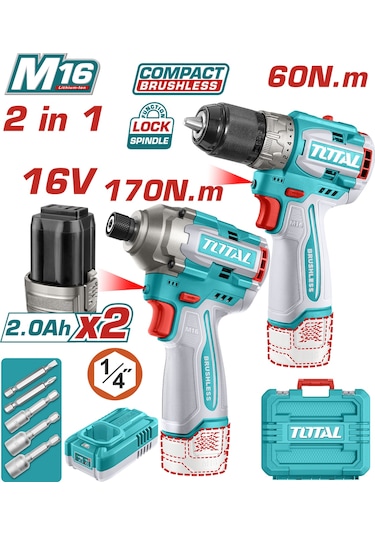 Total TOSLI240968E 16V Matkap + Darbeli Vidalama Makinesi Avantaj Set