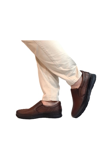 Fiyra Fth02 Kahverengi Hakiki Deri Kaymaz Bağacaksız Erkek Ayakkabı Kahverengi