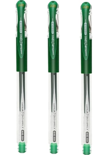 Uniball Signo Needle 0.38 İğne Uçlu Jel Kalem Çim Yeşili Üç Adet