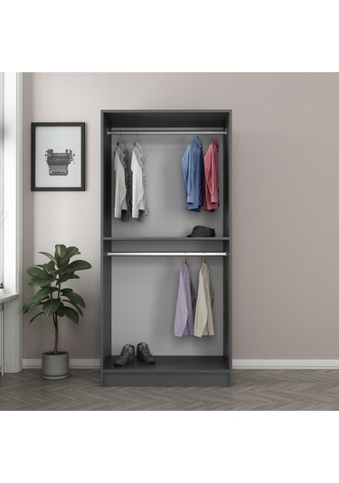 Minar Kale 2 Kapaklı 2 Aynalı Dolap Antrasit 190cm