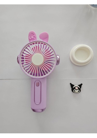 Mini El Fanı Büyük Boy Şarjlı Telefon Tutuculu Figürlü 3 Kademeli Taşınabilir Vantilatör Masa El Tipi Serinletici