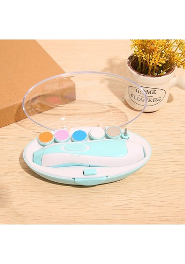 Vkemall Bebek Elektrikli Tırnak Taşlama Aleti Mavi Altı İşlevli Set - Ev Kullanıma Uygun, Kolay Kullanım, Dayanıklı Malzeme