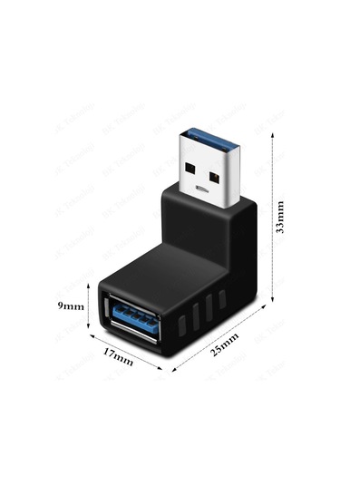 Usb 3.0 Yukarı Açılı Konnektör Erkek Dişi 90 Derece Uzatma Adaptö