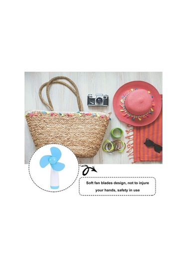 Mini El Fanı Taşınabilir Soğutma Fanı Dış Mekan Için Elektrikli Fan 0737 Mavi