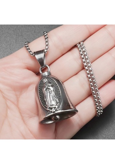 Conventions1 Vintage Dini Mary Bell Kolye Erkek Kolye Motosiklet Metalik Gri