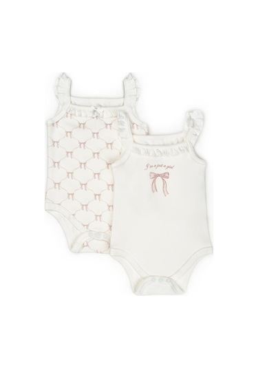 Bebek 2li Askılı Zıbın Body %100 Organik Pamuk - Bebek Ve Yenidoğan Serisi-csy8136 Powder