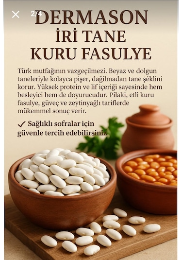 Barcas 9 Mm İri Tane Dermason Kuru Fasülye