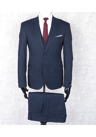 Jan Carlucci Slimfit Yelekli Drop 6 Takım-Lacivert