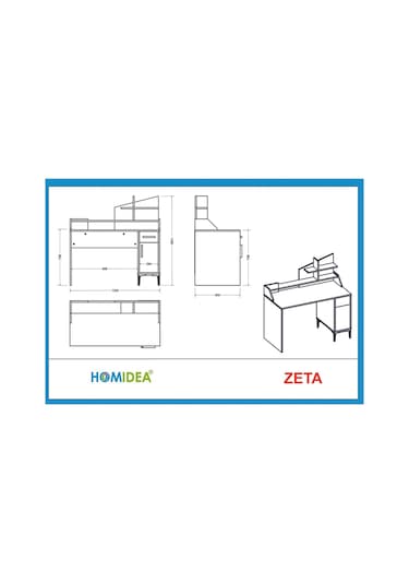 Zeta Çalışma Masası Bilgisayar Masası Ofis Masası Beyaz - Kemençe