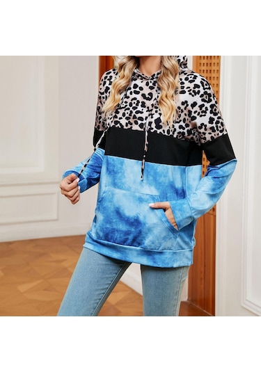 Jkaashdk Kadın Moda Rahat Leopar Baskı İlkbahar Sonbahar Uzun Kollu Kazaklar Ve Uzun Kollu Kahverengi