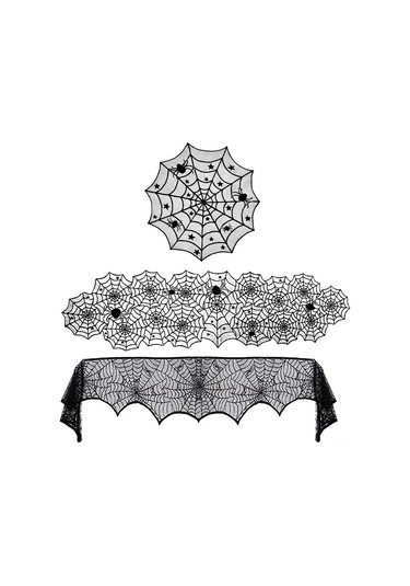 Ximistore9 Karanlık Pentiagram Desenli Polyester Kumaş, Halloween Partileri İçin 244x46 Cm Ateşlik Örtüsü, Kordonlu Lambak Ve Dekoratif Perdeler