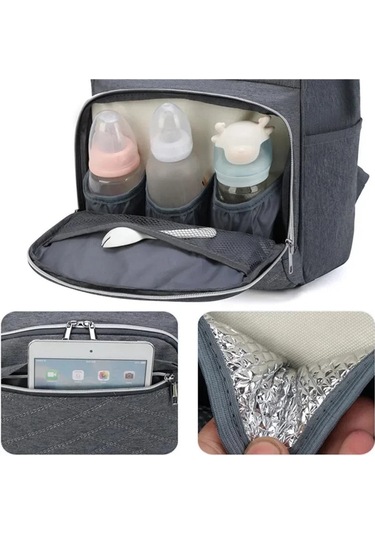 Jialan Anne Bebek Bezi Çantaları Bebek Arabası Asılı Çanta Anne Gri