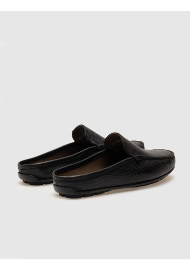 Hakiki Deri Siyah Erkek Günlük Terlik Siyah