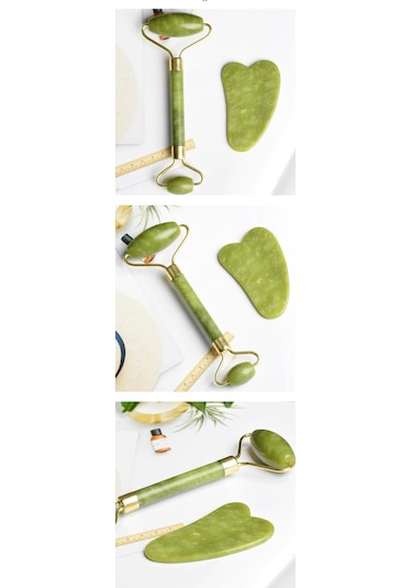 Beyzana Yeşim %100 Doğal Taş Masaj Aleti Ve Kalp Gua Sha Yüz Bakım Taşı