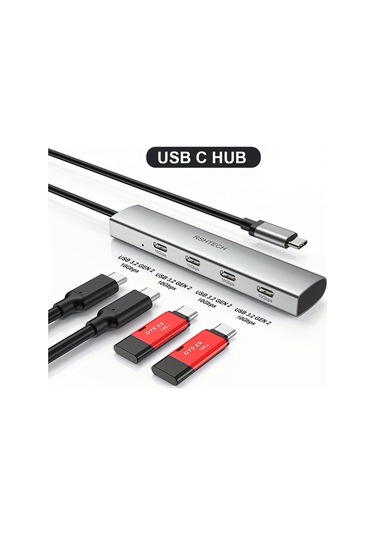 Xuweiwei Rshtech 10gbps 4-usb C Hub Yuksek Hizli Veri Transferi Macbook Uyumlu Laptop Chromebook Icin Tasinabilir Usb 3.2 Gen 2 Otg