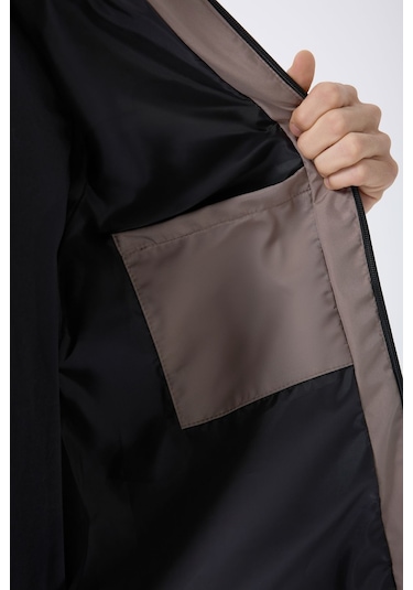 Freemen Erkek Vizon Astarlı Kanguru Su Ve Rüzgar Geçirmez Kapüşonlu Yağmurluk Vizon