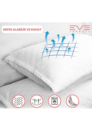 Eve Tekstil Diamond Kalite Kapitone Yastık  2 Adet 50 x 70 CM 800 G