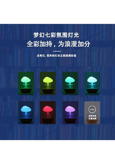 Ximistore9 Ev Ve Ofis Kullanımı İçin Pratik Beyaz Gürültü Nemlendirici, Renkli Mantar Bulut Gece Lambası Ve Aromaterapi Cihazı.