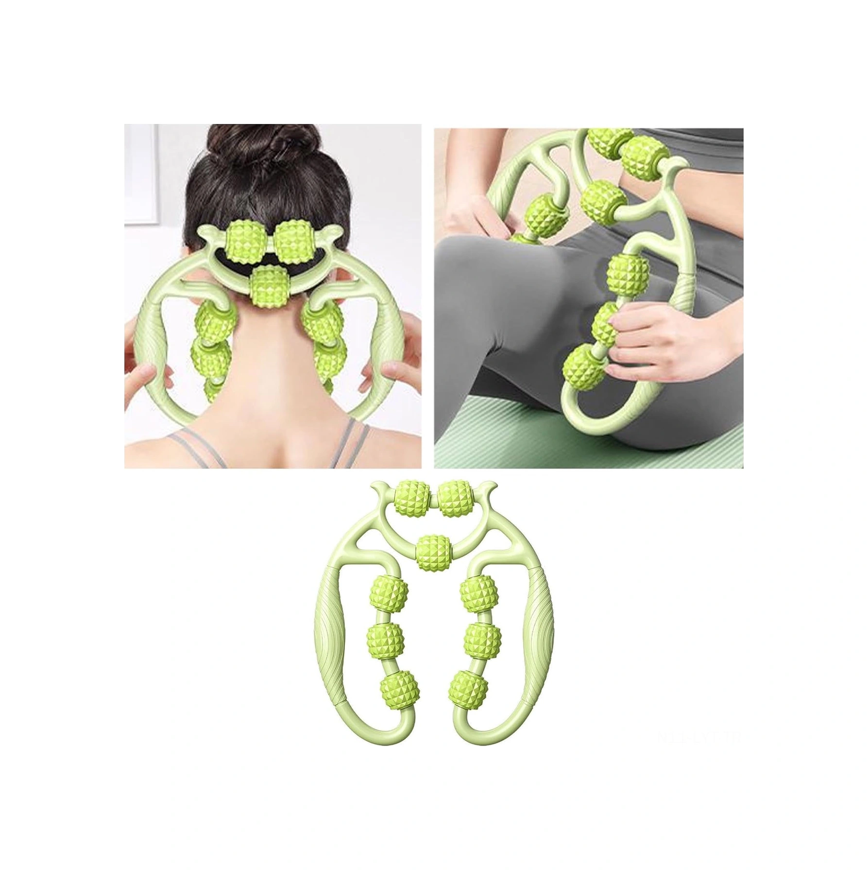 Youtek Yeşil 9 Tekerlekli Dairesel Bacak Klemensi - Kas Yorumu Giderici, Akupunktur Meridyen Masajı, Fitness Ve Yoga İçin Kompakt Bacak Masaj Aleti Çok Renkli