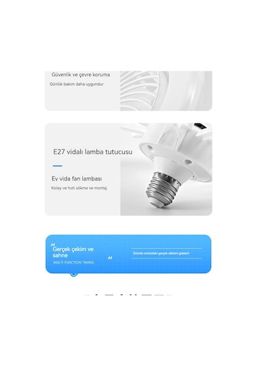 50we27 Vidalı Üç Renkli Evrensel Kafa Uzaktan Kumanda Fan Işığı-b Beyaz