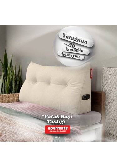 Yatak Başı Yastığı Sırt Ve Bel Destek Yastığı 140 Cm Bej