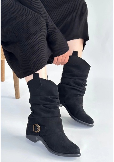 Biçomi Canty Siyah Süet Körüklü Topuklu Çizme Çok Renkli