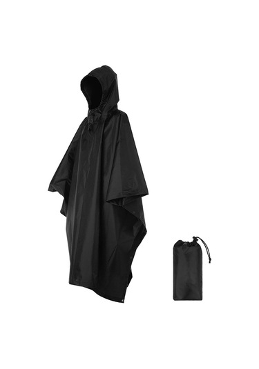 Qingmipy Siyah Dış Mekan Yağmurluk - Çadır Battaniye, Piknik Minderi, Güneş Barırı - Kamp, Dağcılık, Piknik İçin 210t Poliester 220x145cm Siyah