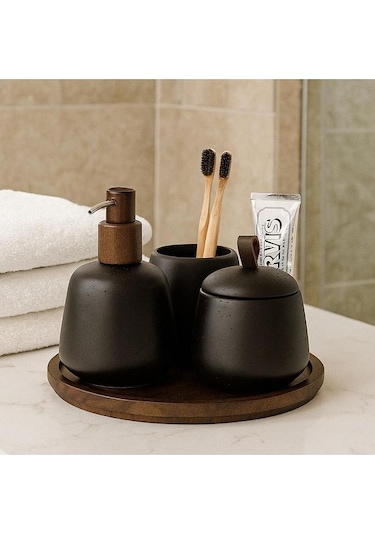 Primanova Elita 4 Lü Banyo Seti D-s21270 Siyah - Kahverengi