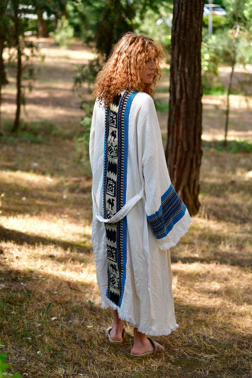 Brandsmithshop Naturel Symbol Nomad Kimono - Mavi Ton Çok Renkli