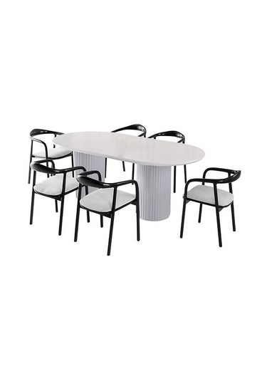 Echo İskandinav Oval Ahşap Bohem Masa 90x160 beyaz