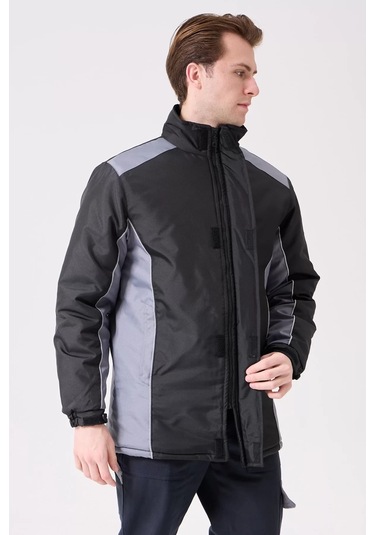 Kışlık Su Geçirmez İşçi Parkası Urtica Parka Rüzgar Sıcak Tutucu Astar Günlük İş Kullanımına Siyah-Gri