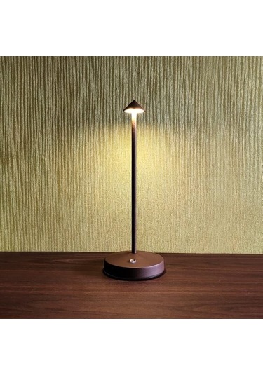 Şarj Edilebilir 2'li Led Masa Lambası Seti, Taşınabilir Gece Aydınlatması, 2 Seviye Parlaklık, Modern Tasarım Kahverengi Kahverengi