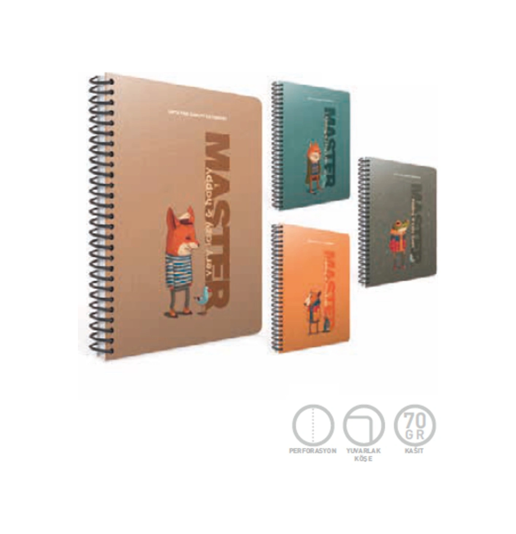 Lazy Master Spiralli Karton Kapak Defter 17x24cm 80 Yaprak Kareli 4 Lü Paket 6168 Diğer