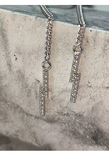 Sılver Whale Gümüş Küpeler Şimşek Çekme Delikli Unused5 237472814 Diğer