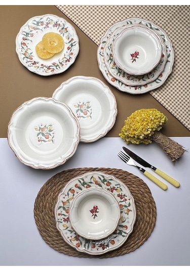 Tabak Evi Fulya Food Garden Porselen Yemek Takımı 6 Kişilik 24 Pa