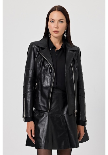 Diana Siyah Kadın Deri Mont Siyah