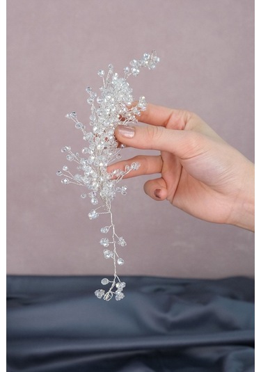 FdayAksesuar Gelinlere Özel Deren Kristal Boncuklu Gelin Tacı Saç Aksesuarı FRDY31679