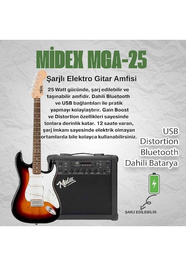Midex Rph-30sb-25amp Sunburs 25 Watt Şarjlı Bluetoothlu Amfili