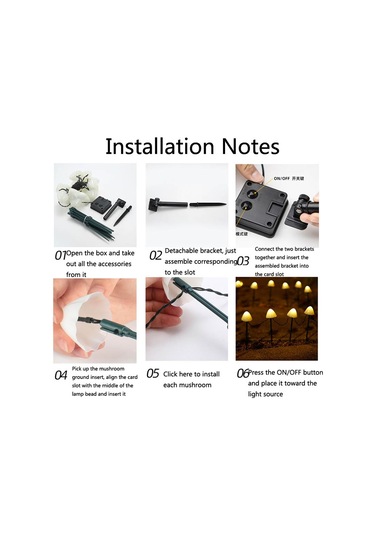 Sones 6.5m 30 Led Güneş Enerjili Mantar Çim Işığı Açık Su Geçirmez Bahçe Villa Peyzaj Dekoratif Işık Dizisi Sıcak Beyaz Işık Diğer