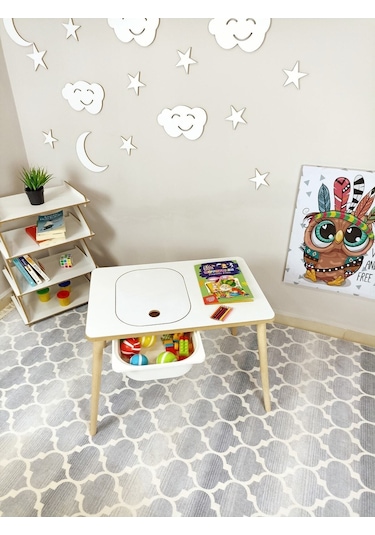 Miracle 3d Çocuk Oyun Etkinlik Çalışma Masası Tek Göz Aktivite Masası Beyaz