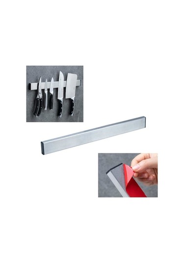 Dancemonkey Paslanmaz Çelik Mutfak Rafı Küçük Bıçaklık Manyetik Bıçaklık Ahşap