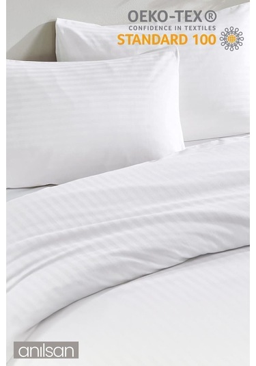 Çizgili Saten Tek Kişilik Nevresim Takımı 83 Tel, Çarşaf, Nevresim Ve Yastık Kılıfı