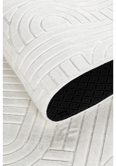 Tropikal Home Bambu Dokulu Modern Desenli Kaymaz Taban Lüx Dört Mevsim Yıkanabilir Halı Yolluk Krem