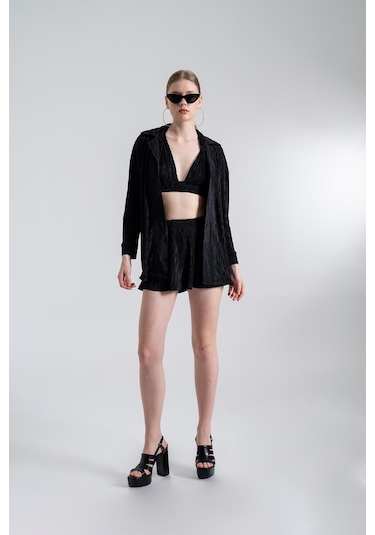 Holly Lolly Beli Lastikli Mini Comfy Şort Siyah
