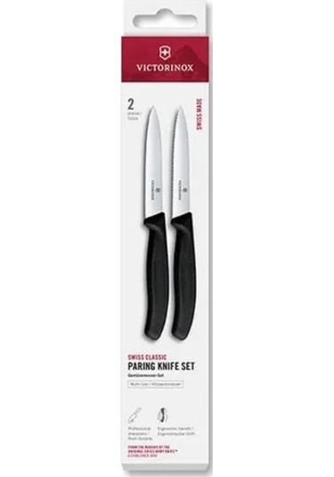 Victorinox 6.7793.2 Swiss Classic 2li 10cm Soyma Bıçağı Set, Siyah Siyah