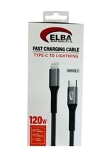 Elba Elb120-2 120w Type-c To Lightning 1mt Siyah Örgülü Şarj Kablosu Data Veri
