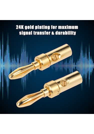 Mufunye 5 Çift 24k Altın Kaplı Muz Şarjı, Ses-video Amfi Hoparlör Kabloları İçin Dayanıklı Bağlayıcı