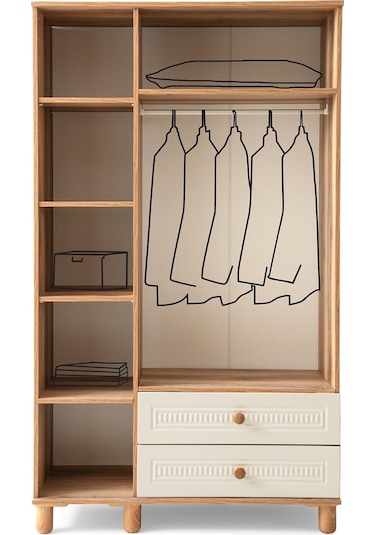 Bohem Mdf 3 Kapılı Dolap-ekru