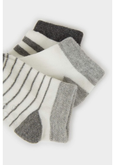 DeFacto Erkek Bebek Kaydırmaz Taban 3'lü Pamuklu Patik Çorap E5020A5NSKR1