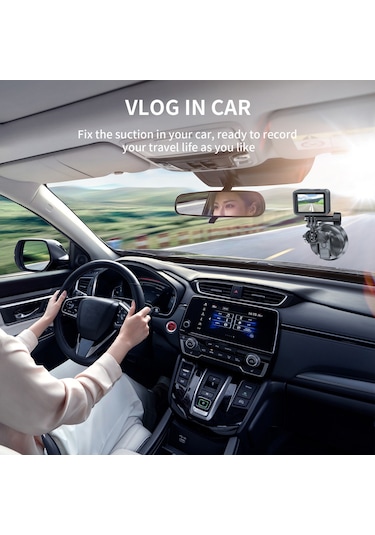 Mufunye Telesın Te-suc-011 Nylon Spor Kamera Süspansiyonu 10kg Yük Taşıma 360 Döner İki Top Kafa Araç Cam Suv Sürtünmeyen Tutucu Siyah